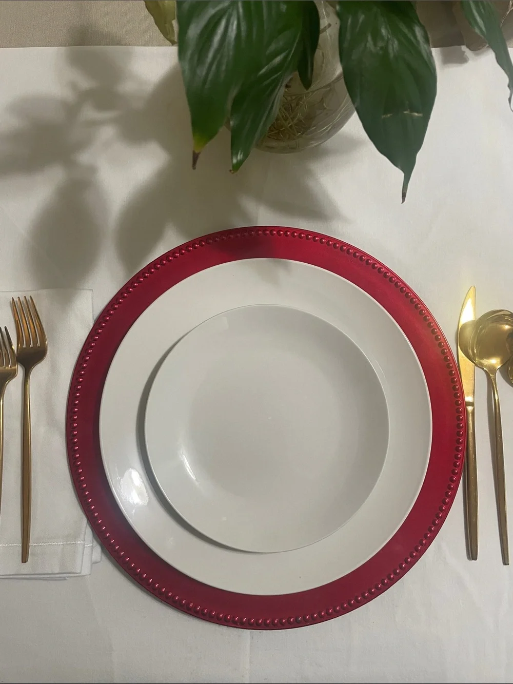Red Beaded Charger Plate - 8